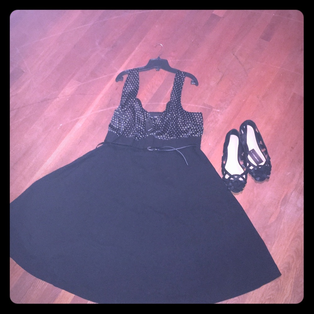 NWT Sexy Black & White Polka Dot Swing Dress